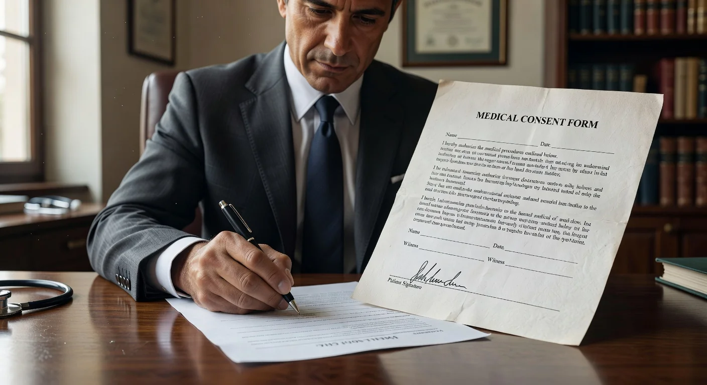 Person signing medical consent form