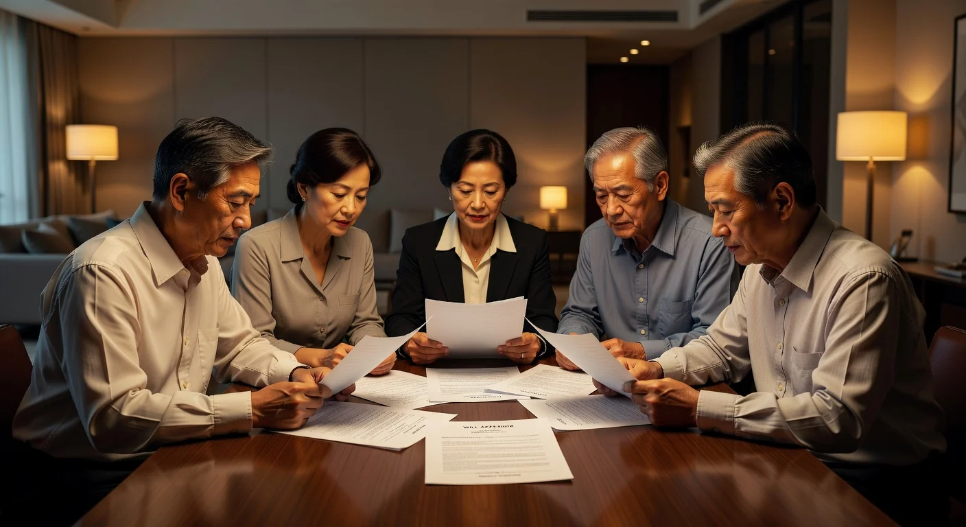 Family members reviewing inheritance documents