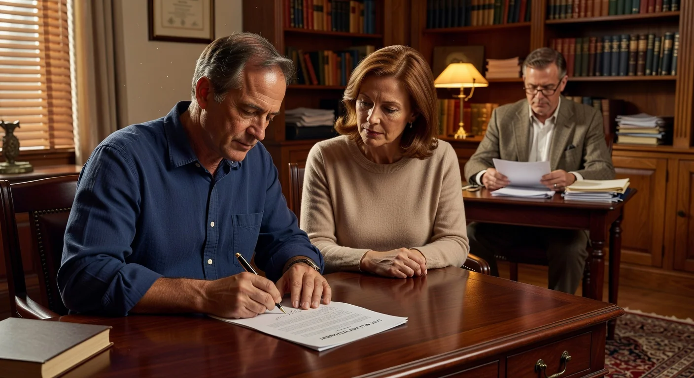 Legal document signing scene