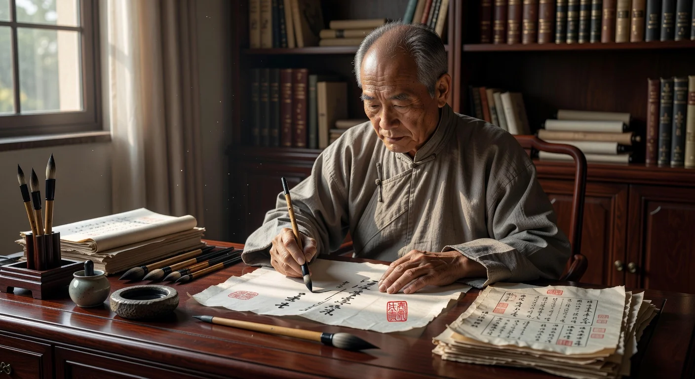 Elderly person writing will appendix