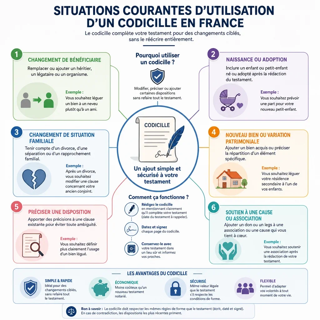 Situations courantes d’utilisation d’un codicille