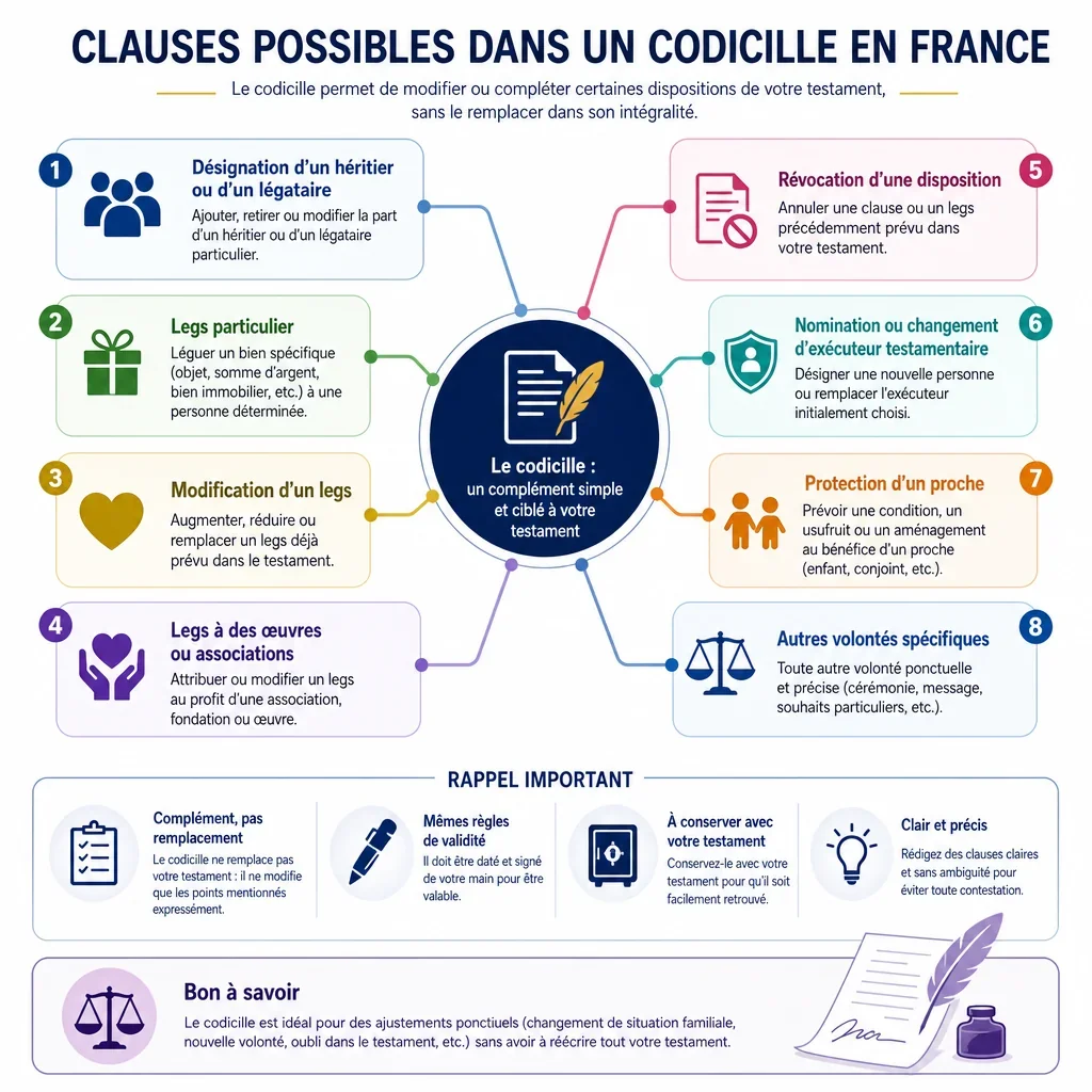 Clauses possibles dans un codicille