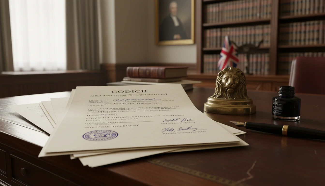 Stack of UK legal codicil papers