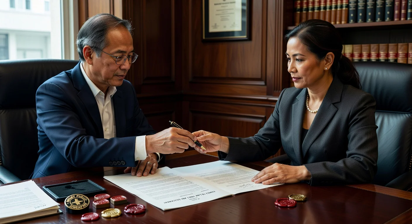 Signing codicil at Singapore notary office