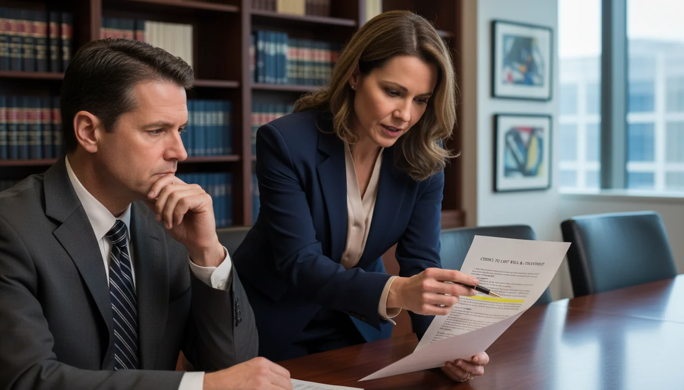 Lawyer explaining codicil to client