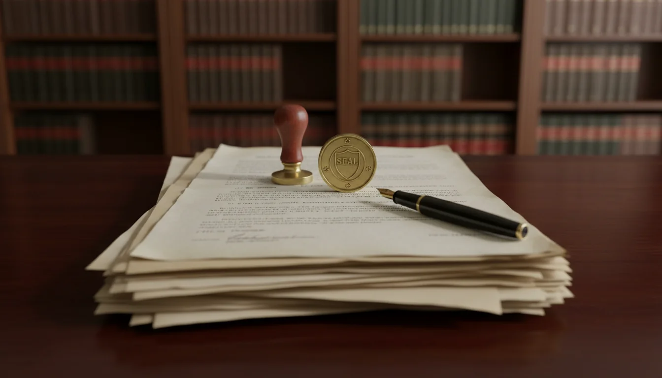 Stack of legal codicil papers