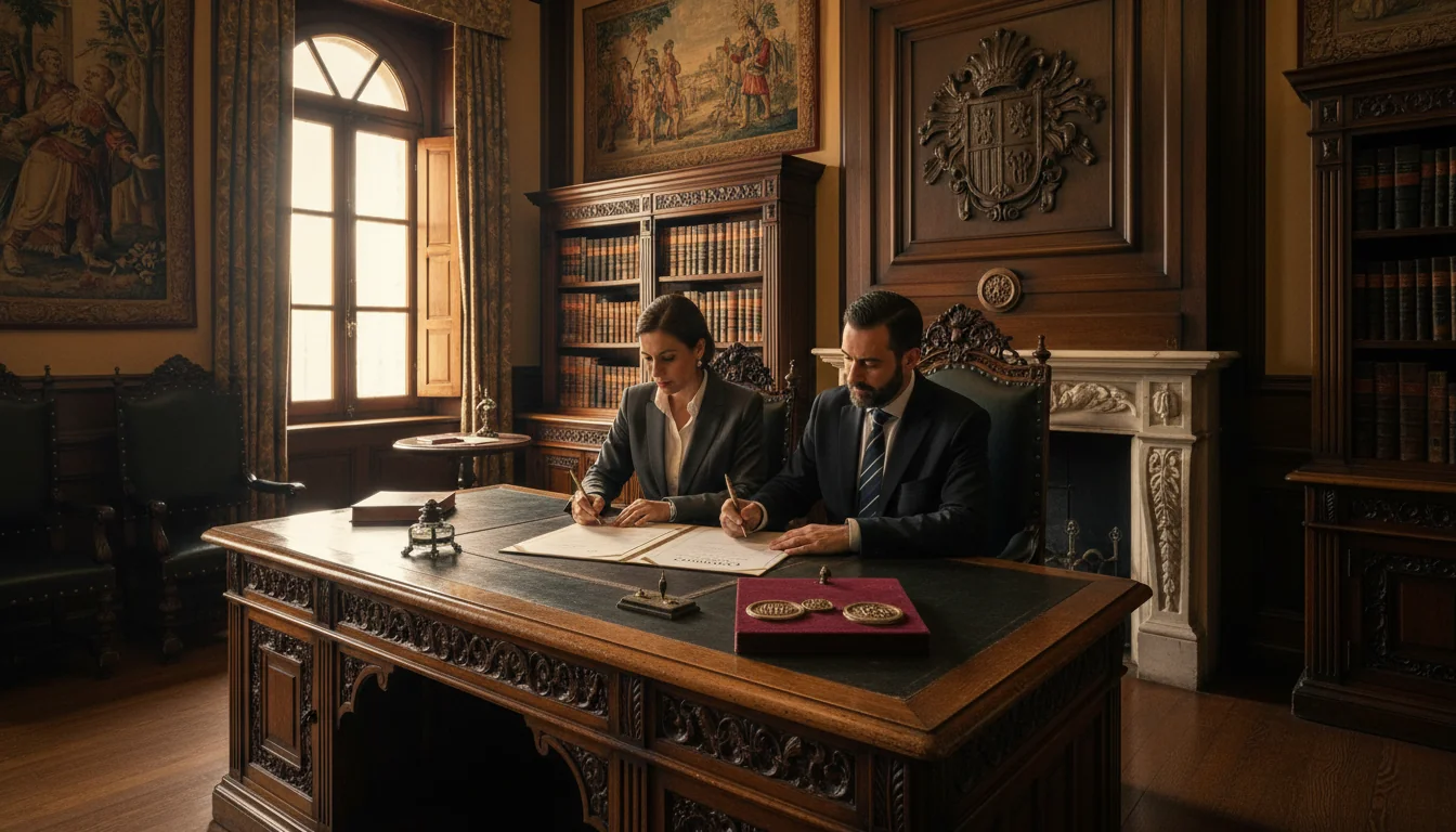 Signing a codicilo in notary office