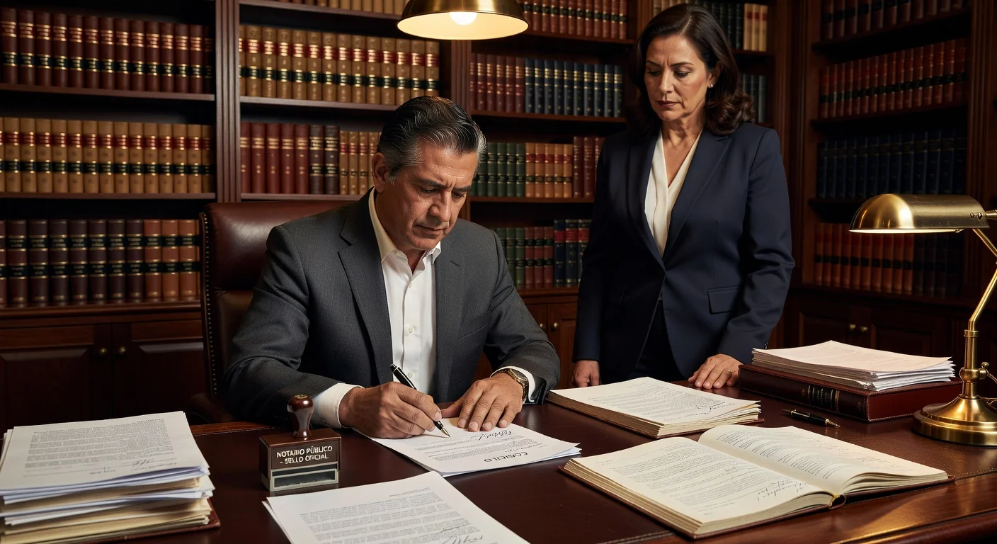 Signing a codicilo in notary office