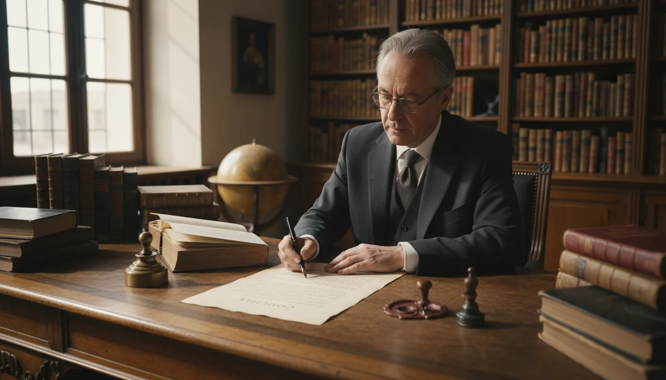 French notary drafting codicil document