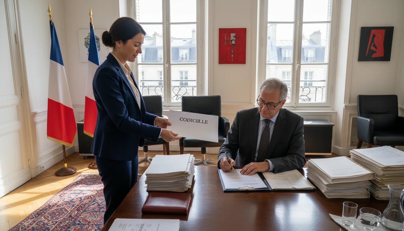 Signing a codicil in French law firm