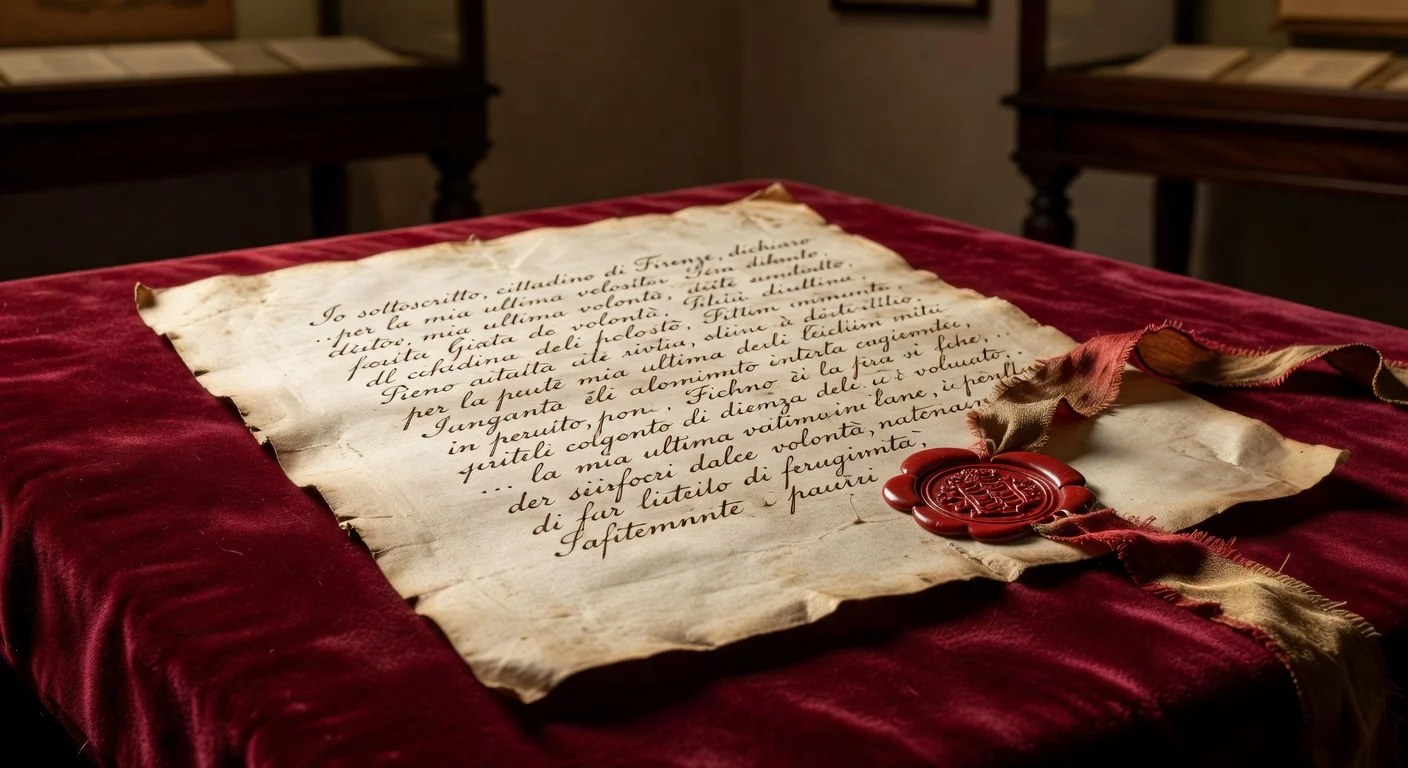 Historical codicillo document closeup