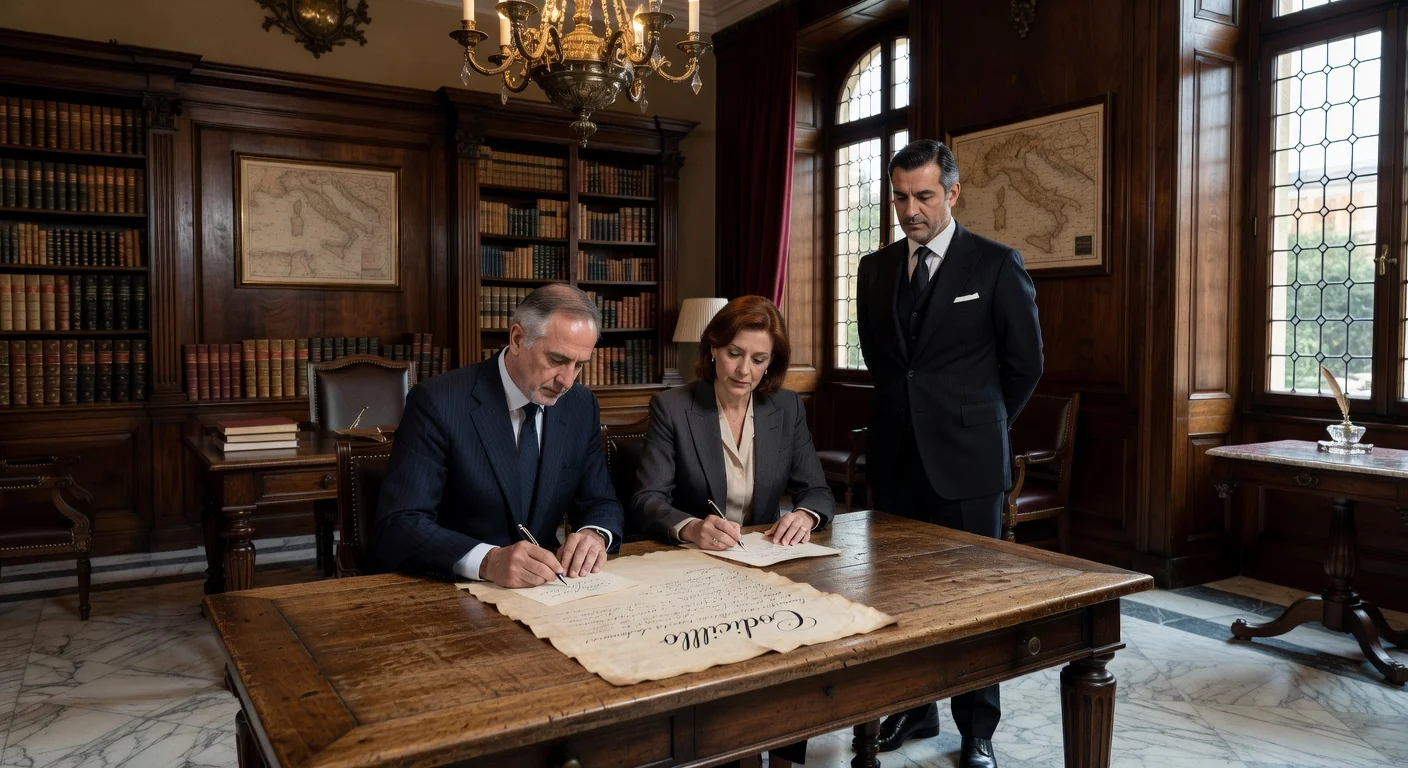 Signing codicillo in notary office