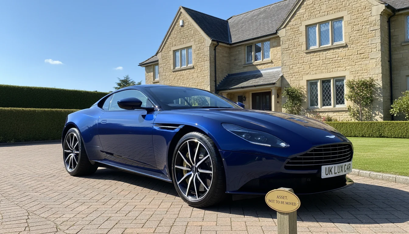 Luxury car asset in driveway