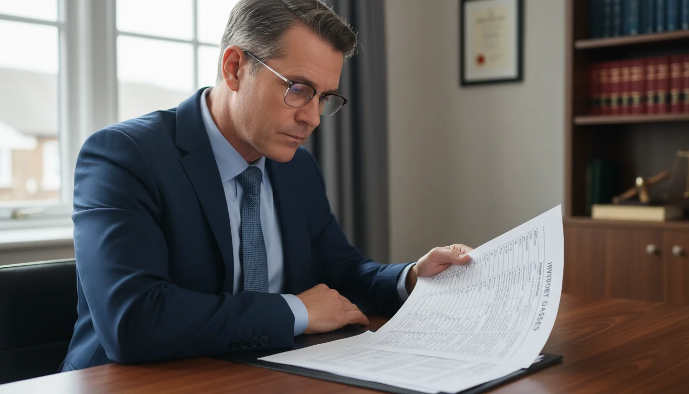 Professional reviewing asset inventory document