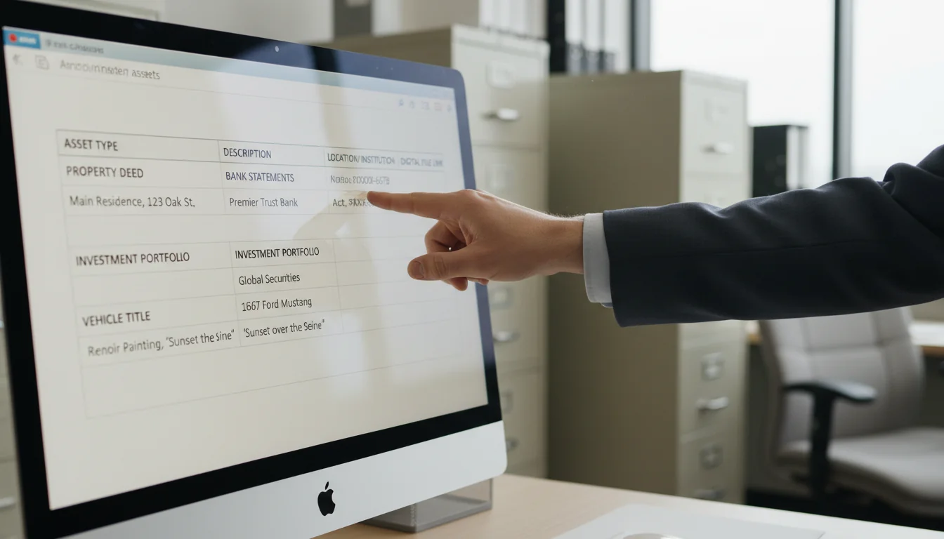 Estate assets catalog on screen
