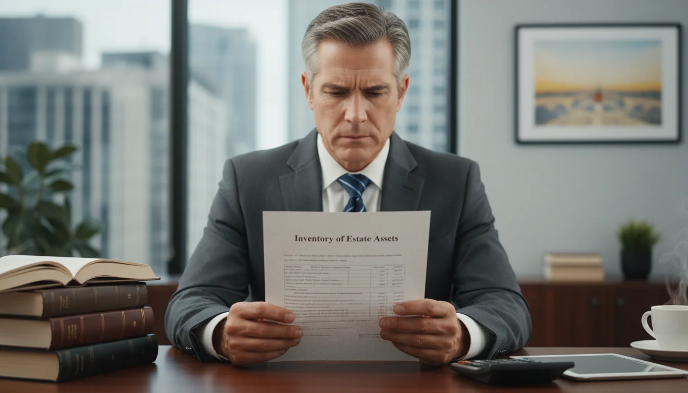 Lawyer reviewing estate inventory