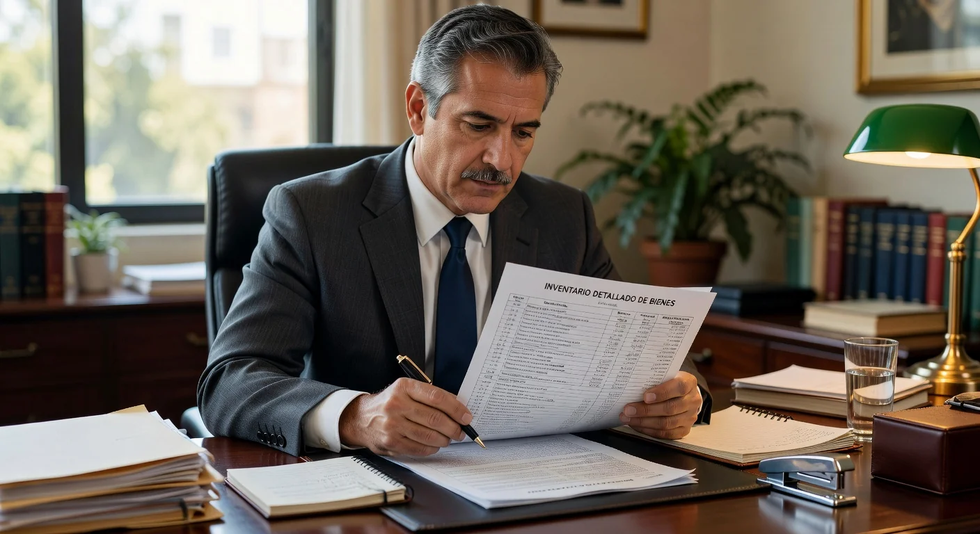 Lawyer reviewing inventory papers