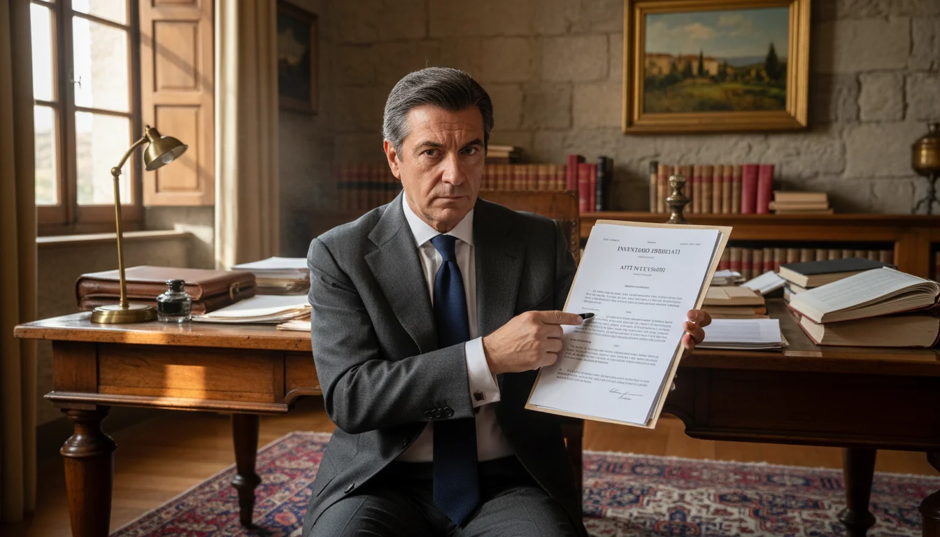 Italian lawyer reviewing inheritance documents