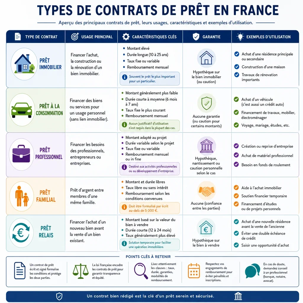Types de contrats de prêt en France