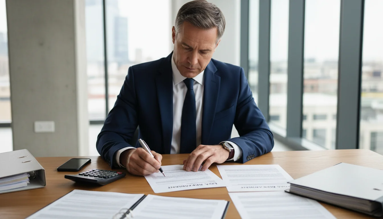 Professional signing loan agreement