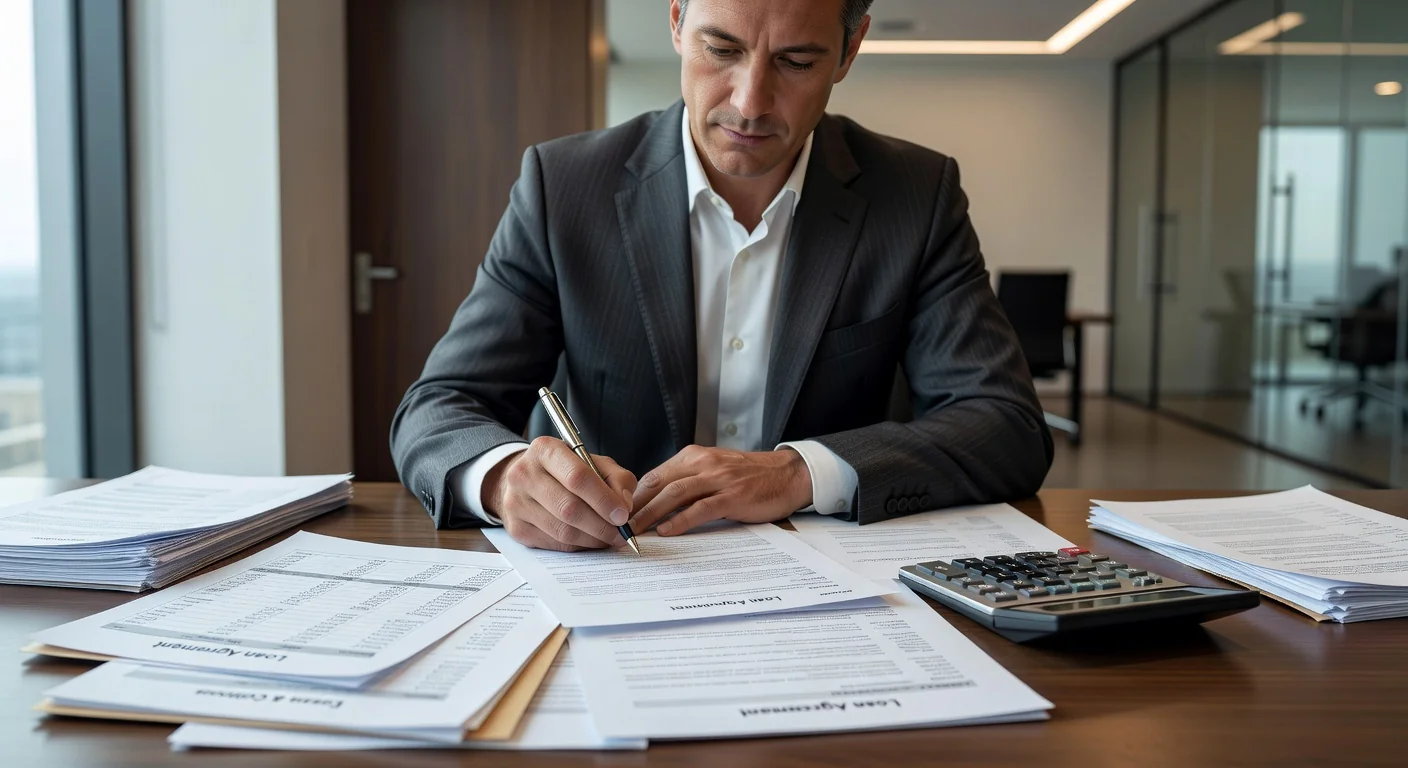 Hand signing loan contract