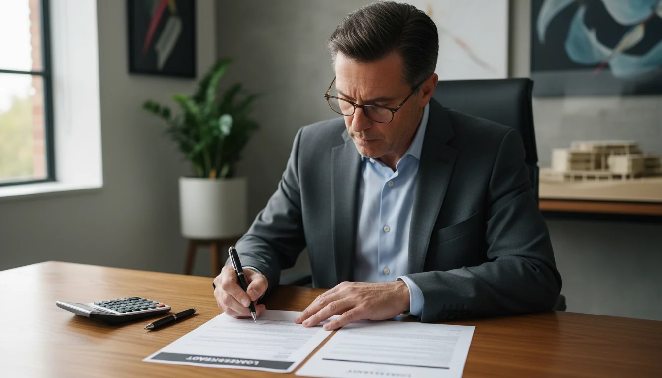 Person signing loan contract carefully