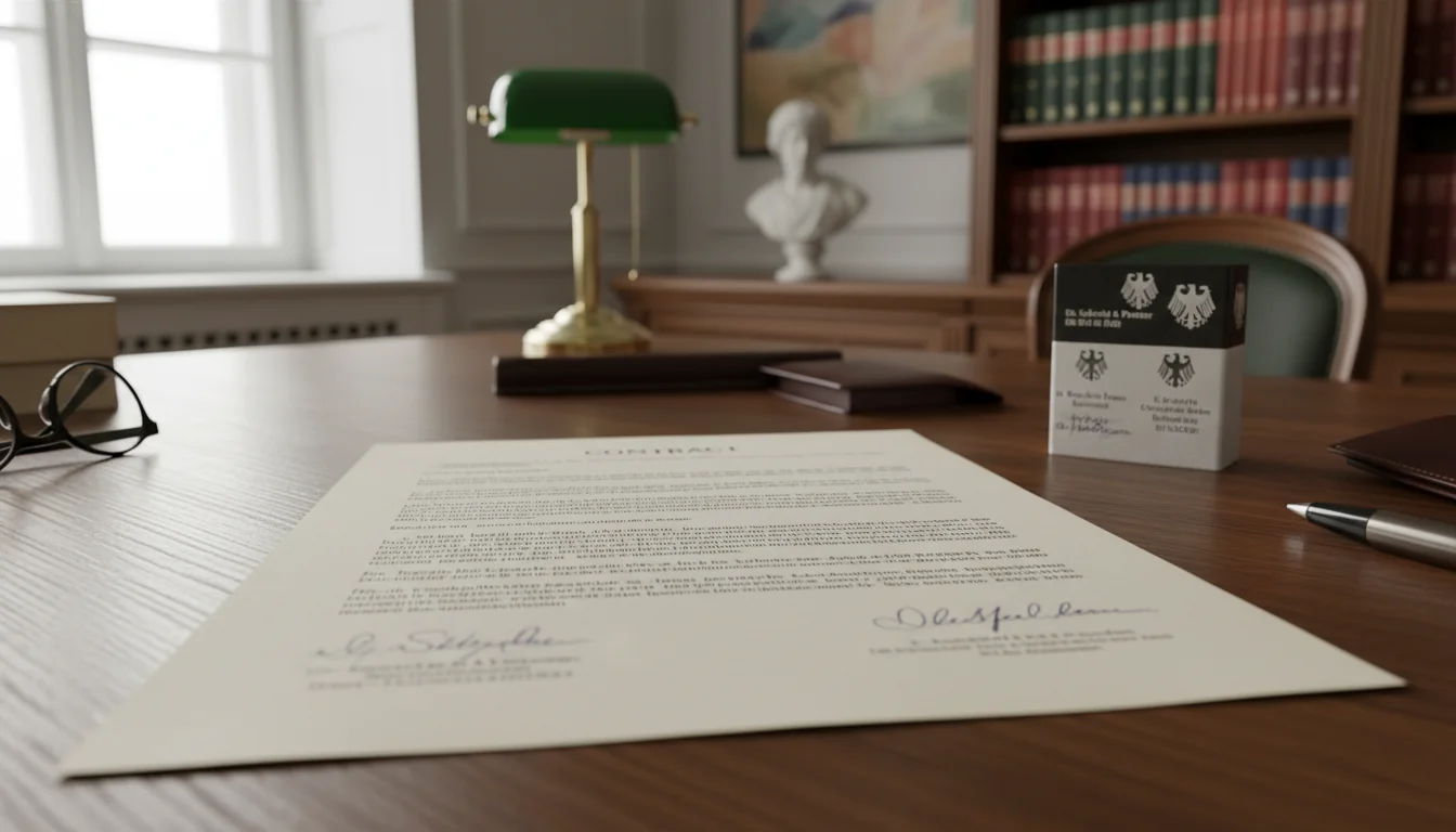 German legal contract document close-up