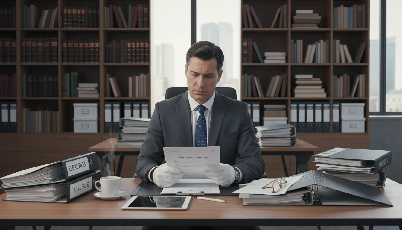 Lawyer reviewing Darlehensvertrag in office