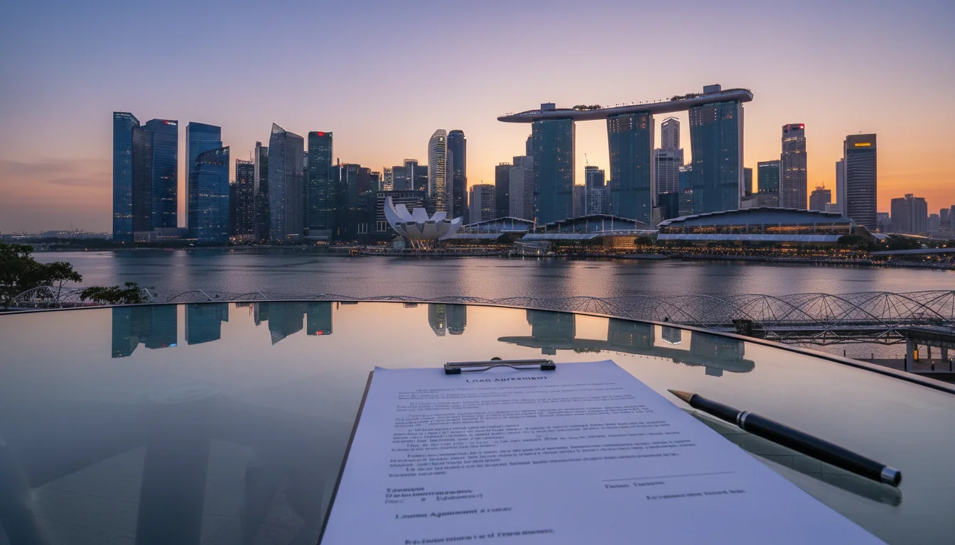 Singapore skyline with contract