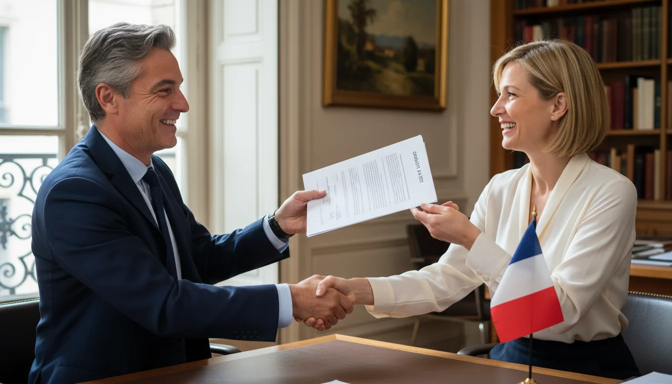 French contract signing scene