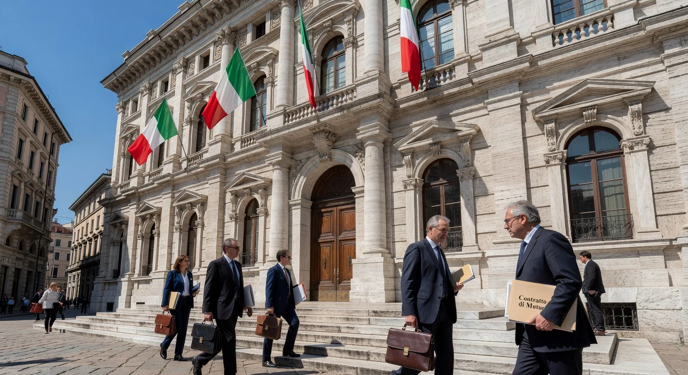 Italian courthouse with legal documents