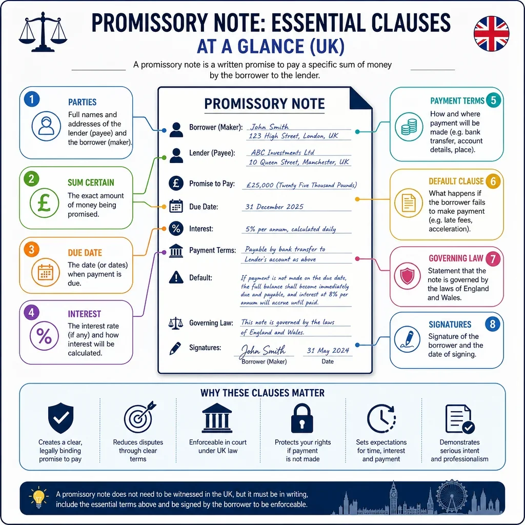 Promissory Note Clause Checklist