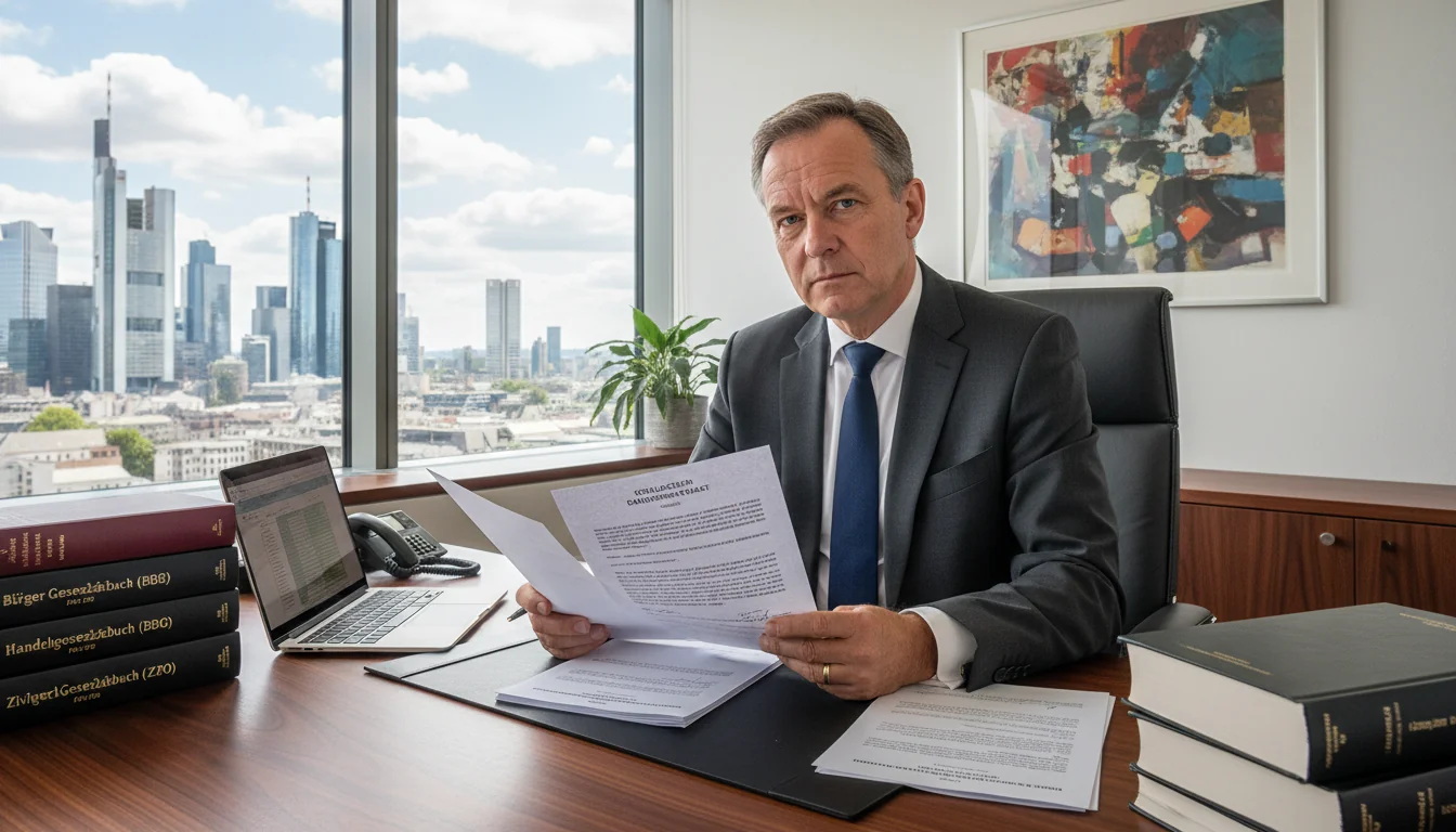 German lawyer reviewing Schuldschein contract