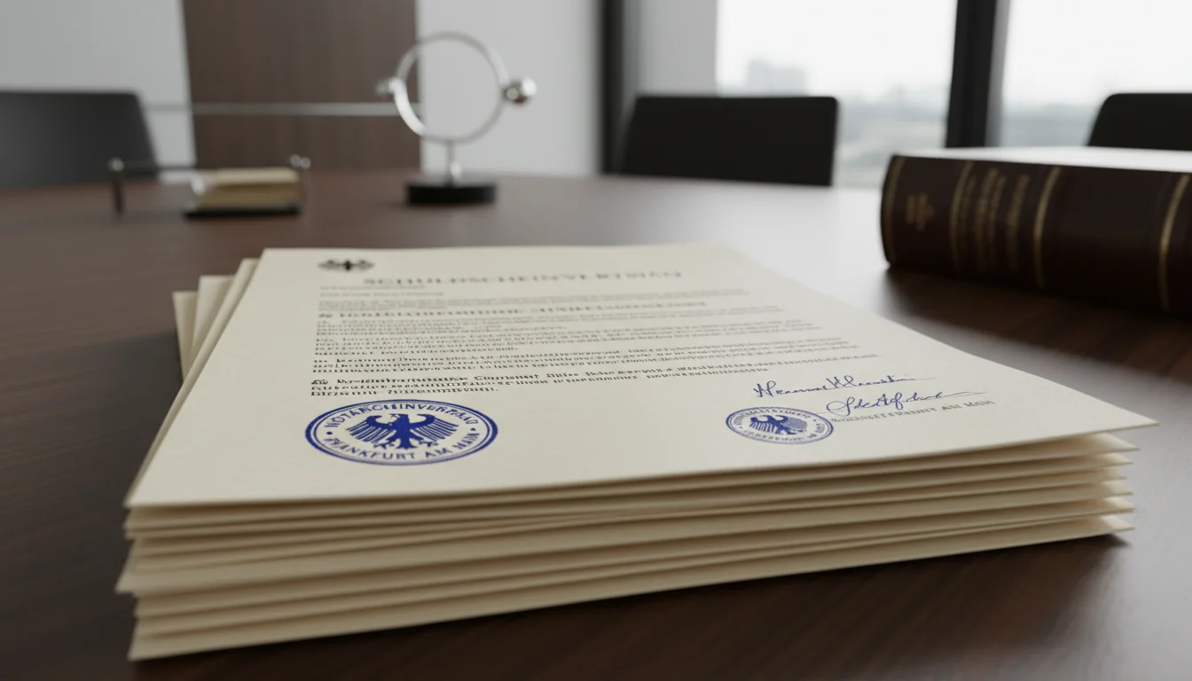 Stack of official Schuldschein legal papers