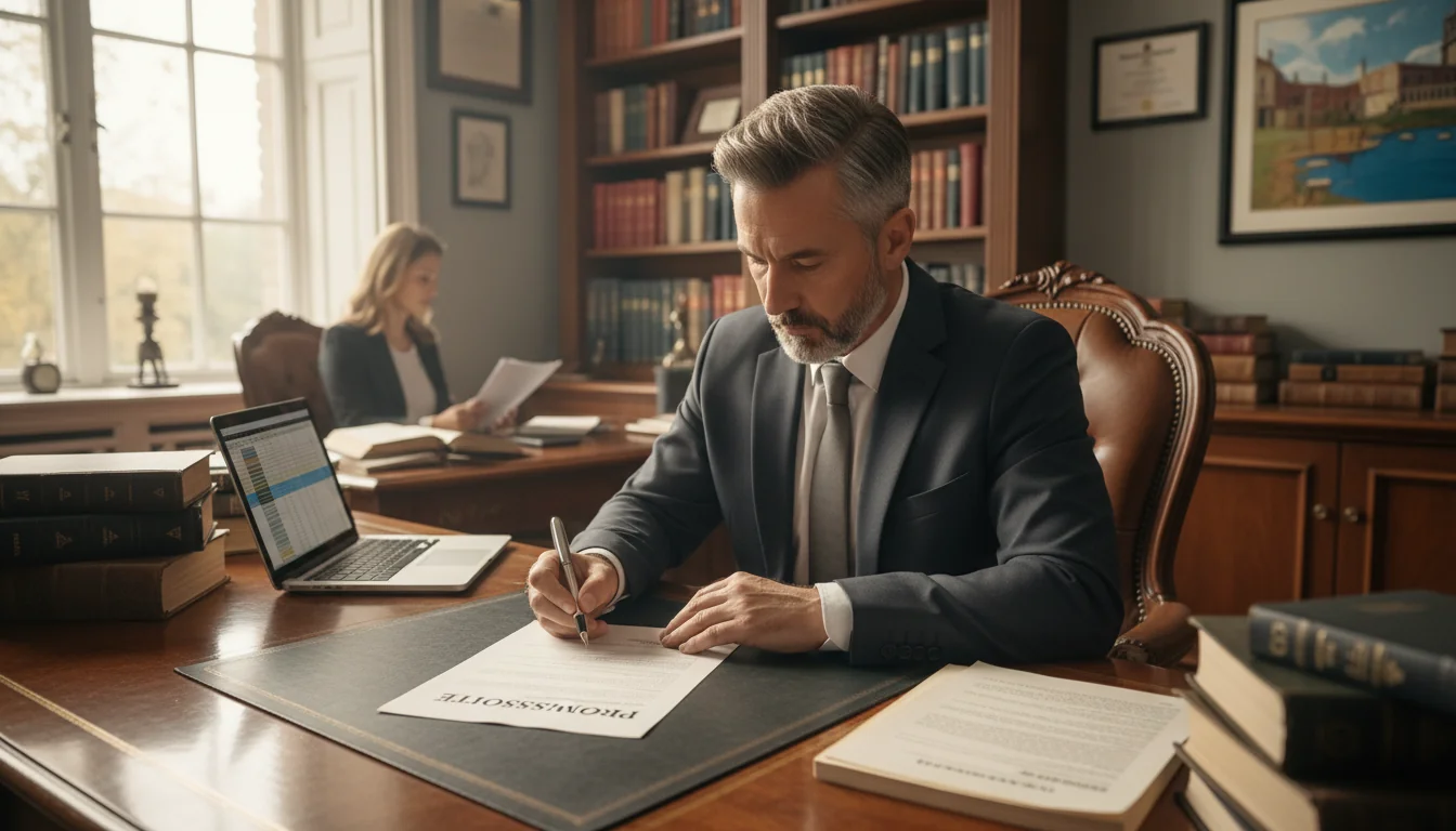 Professional signing promissory note