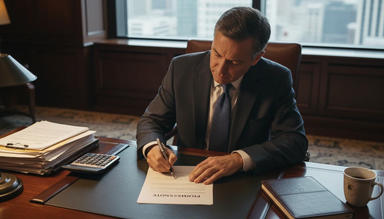 Professional signing promissory note