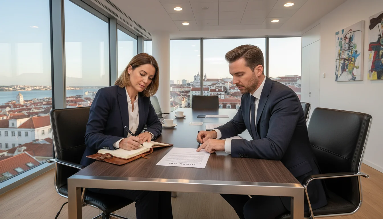 Business meeting discussing exchange letters