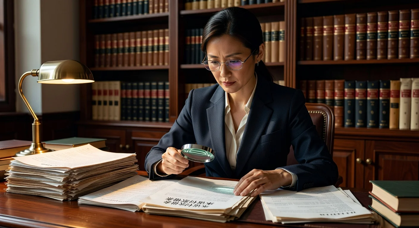 Lawyer reviewing Chinese documents