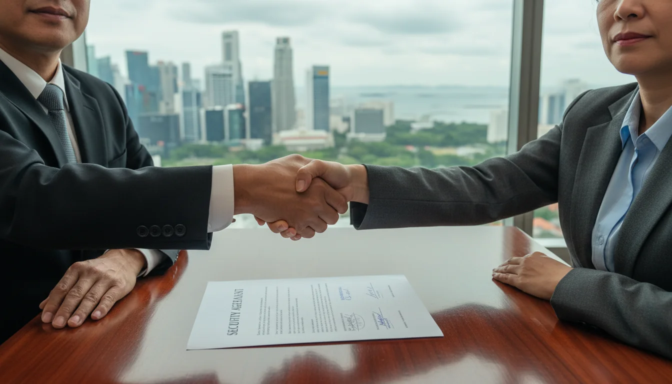 Business handshake over contract