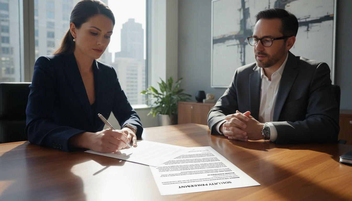 Legal contract signing scene