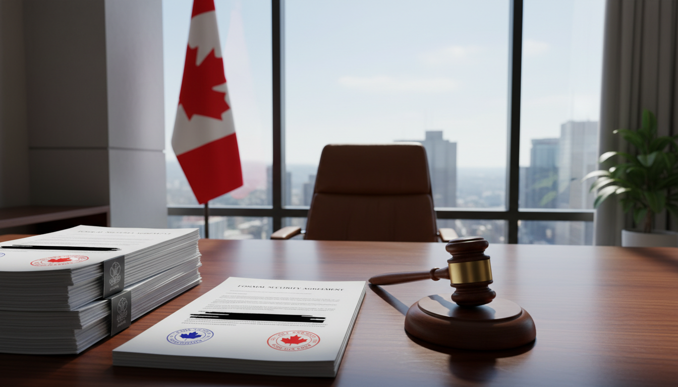 Canadian legal documents on desk