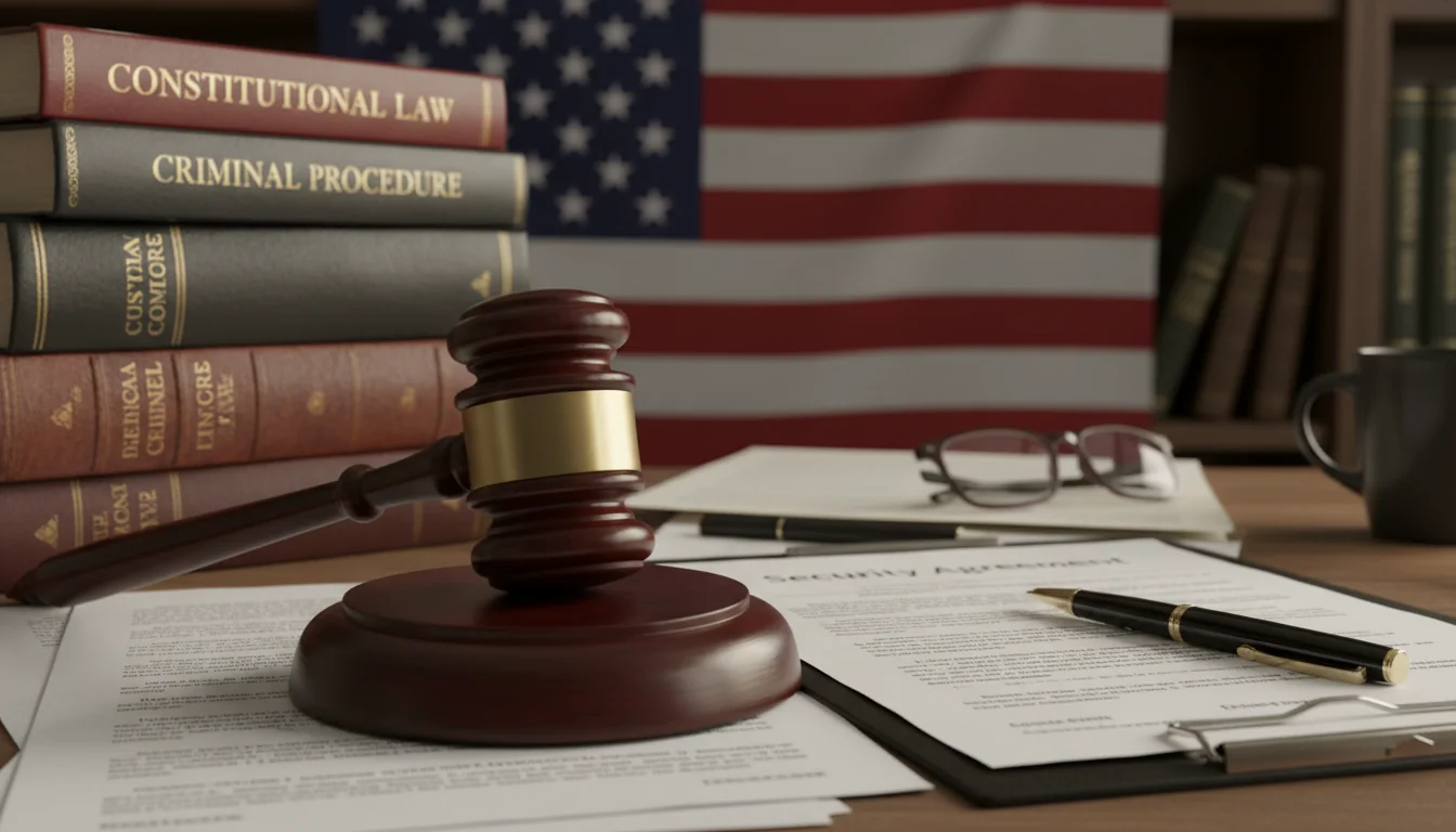 Gavel and legal documents on desk