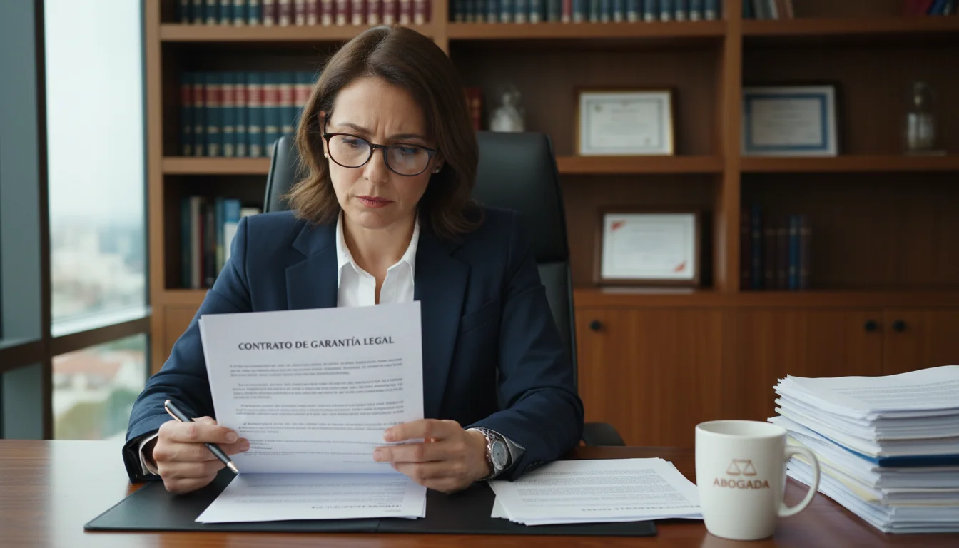 Lawyer reviewing warranty contract.