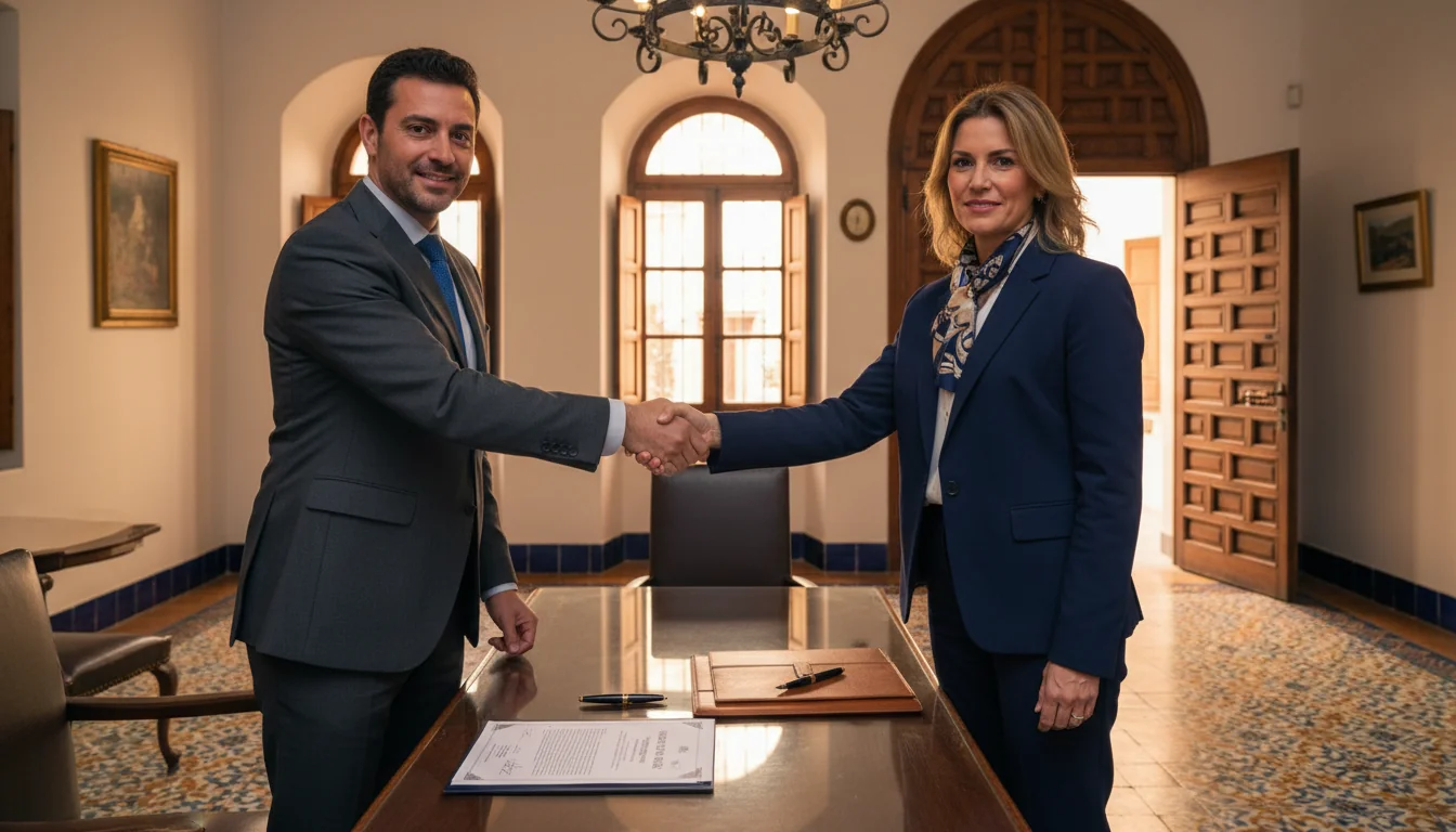 Signing legal warranty agreement.