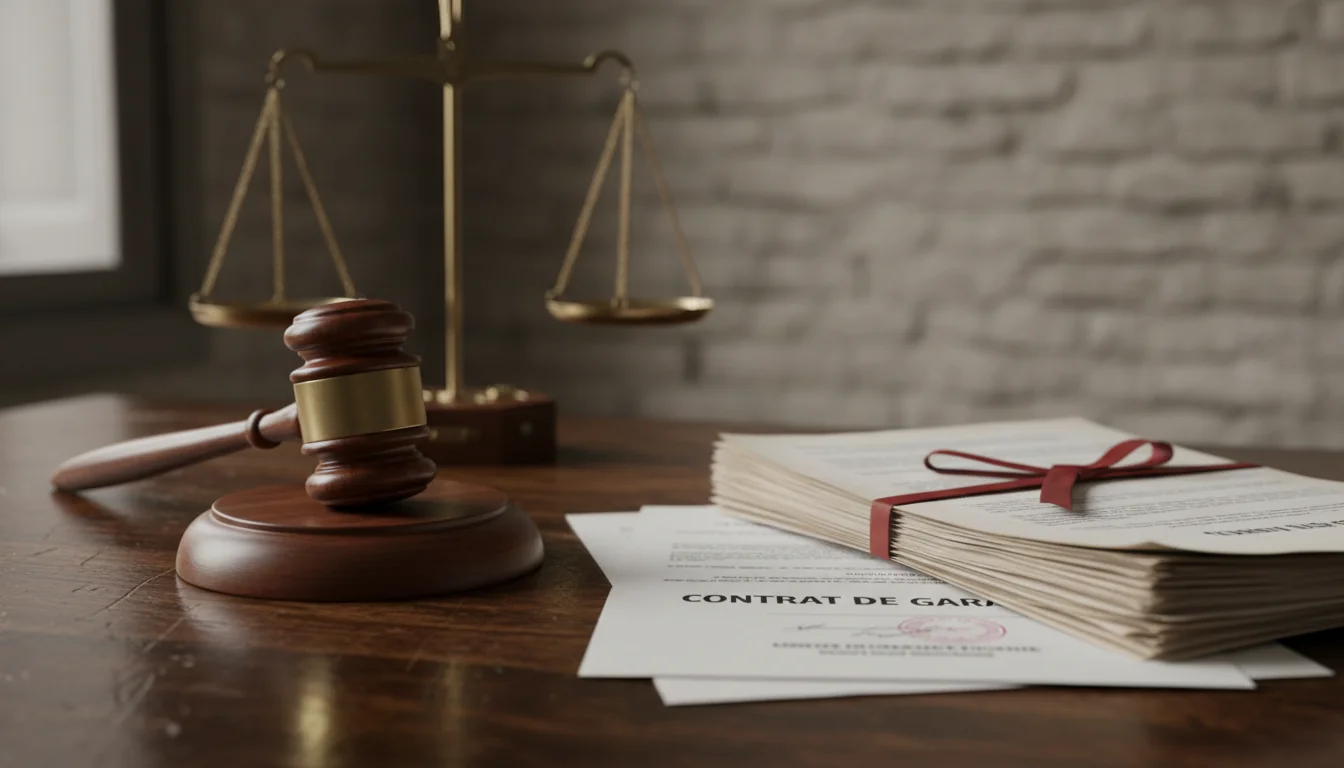 Gavel and French legal guarantee papers