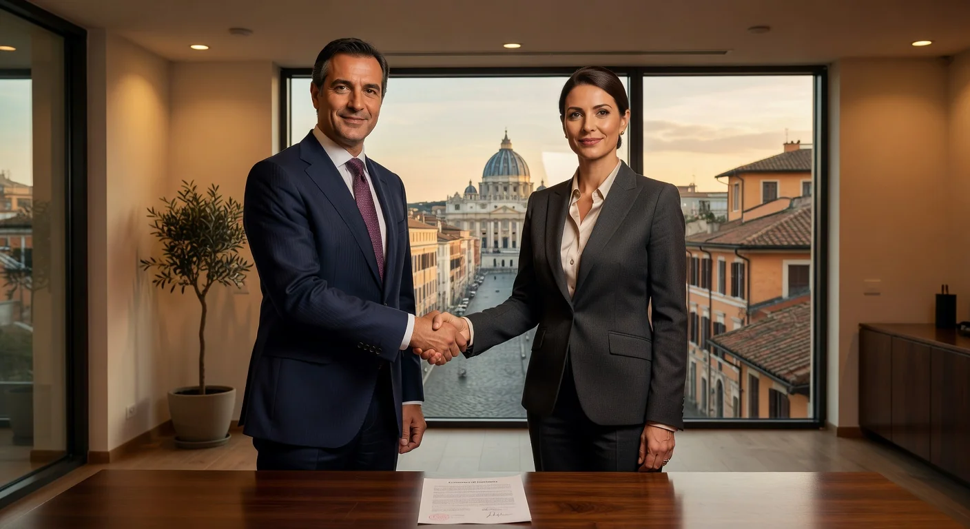 Business handshake over guarantee contract