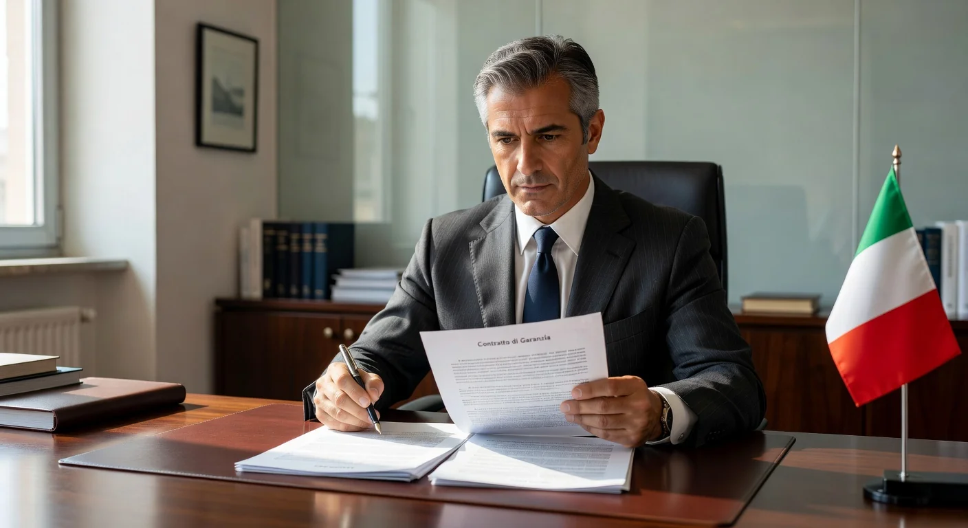 Italian lawyer reviewing contract document