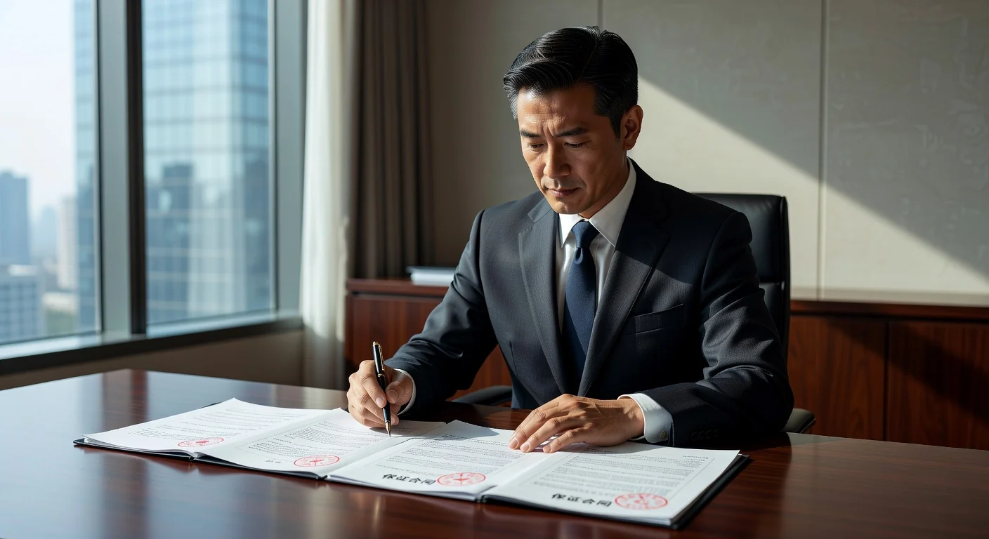 Chinese lawyer reviewing guarantee contract