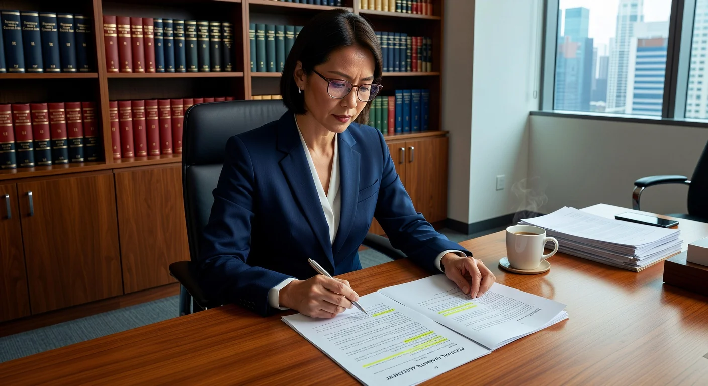 Singapore lawyer reviewing agreement