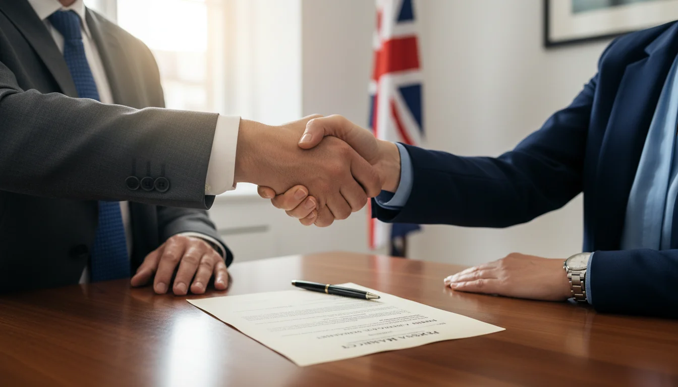 Handshaking over contract agreement